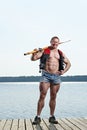 Man with oar Royalty Free Stock Photo