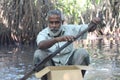 The man with an oar. Portrait. Bentota river, Sri Lanka.
