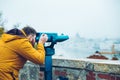 Man at observation deck enjoy view of the city Royalty Free Stock Photo