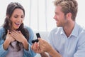Man offering an engagement ring to his partner Royalty Free Stock Photo