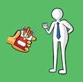 The man offers cigarettes and the businessman refuses vector illustration