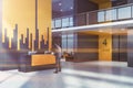 Man in office elevator hall with reception Royalty Free Stock Photo