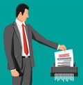 Man Office Worker Shredding Documents. Royalty Free Stock Photo