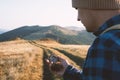 Man with compass in hand Royalty Free Stock Photo