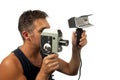 Man with old fashion film camera Royalty Free Stock Photo
