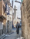 Man in old town street of aleppo syria Royalty Free Stock Photo