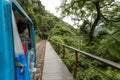 Man onboard the small tourist train in Wulai