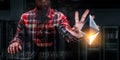 Hacker hunting for code concept