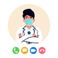 Man Online doctor telemedicine vector flat