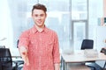 Man with open hand ready to seal deal