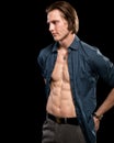 Man with Open Shirt Royalty Free Stock Photo