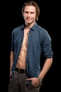 Man with Open Shirt Royalty Free Stock Photo