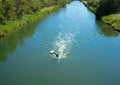 Man open water swimming front crawling a river in Vendee France Royalty Free Stock Photo