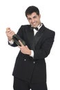 Man opening a champagne bottle Royalty Free Stock Photo