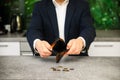 Man opening completely empty wallet Royalty Free Stock Photo