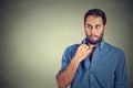 Man opening shirt to vent, it's hot, unpleasant, Awkward Situation, Embarrassment