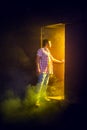 Man opens the door Royalty Free Stock Photo