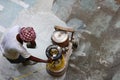 Man operating a Floor Polishing Machine Royalty Free Stock Photo