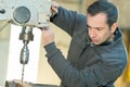 man operating milling machine Royalty Free Stock Photo