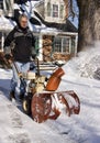 Man Operating Snow Blower Royalty Free Stock Photo