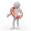 Man with an orange life preserver Royalty Free Stock Photo