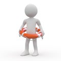 Man with an orange life preserver at the waist Royalty Free Stock Photo