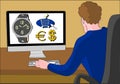 Man ordering online watch