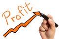 Man outlining profit arrow with black marker Royalty Free Stock Photo