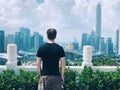 A man overlooking shenzhen cityscape Royalty Free Stock Photo