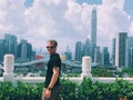 A man overlooking shenzhen cityscape Royalty Free Stock Photo