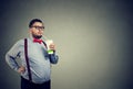 Man with overweight drinking sweet soda Royalty Free Stock Photo