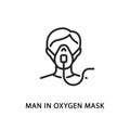 Man in oxygen mask flat line icon