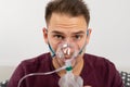 Man with oxygen mask Royalty Free Stock Photo