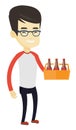 Man with pack of beer vector illustration.