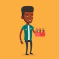 Man with pack of beer vector illustration.