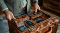 Man packing suitcase for business trip Royalty Free Stock Photo