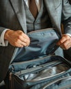 Man packing suitcase for business trip Royalty Free Stock Photo