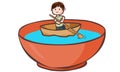 A man paddle boat in the bowl