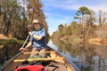 Man Paddling a Canoe - Okefenokee Swamp Royalty Free Stock Photo