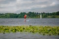 Man paddling on SUP in river