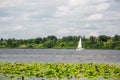 Man paddling on SUP in river