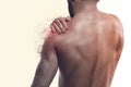 Man with pain in shoulder Royalty Free Stock Photo