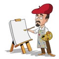 Man painting with paintbrush and colors