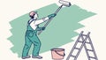 Man Painting Wall, Home Improvement Project, DIY Activity, vector design Generative AI Royalty Free Stock Photo