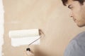 Man Painting Wall With Paint Roller Royalty Free Stock Photo