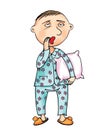 Man in pajamas and a pillow Royalty Free Stock Photo