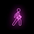 Man with paper folder neon icon. Simple thin line, outline vector of male bag and luggage icons for ui and ux, website or mobile Royalty Free Stock Photo