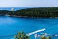 A man parasailing over the bay of Kotor Royalty Free Stock Photo