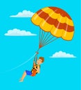 Man parasailing in the sky Royalty Free Stock Photo