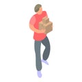Man parcel delivery icon, isometric style Royalty Free Stock Photo